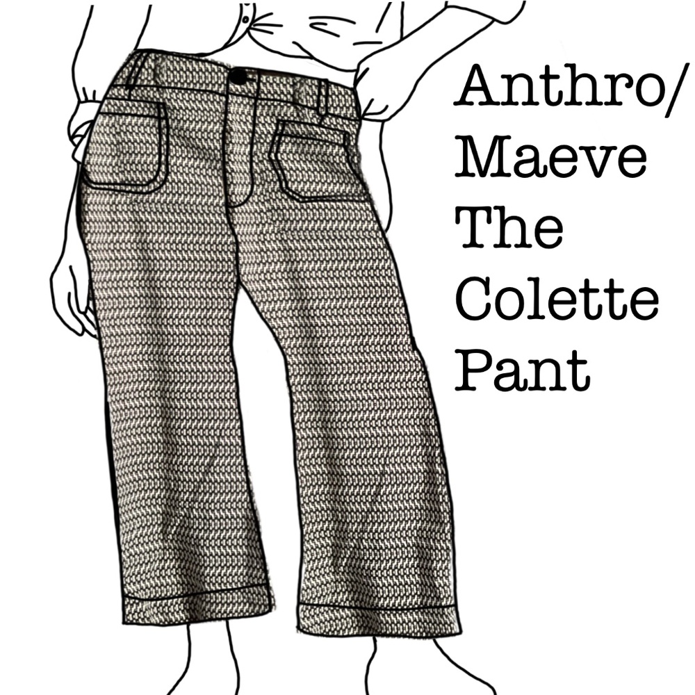 Anthropologie Maeve plus The Colette pants size 26W black and ivory wide crop